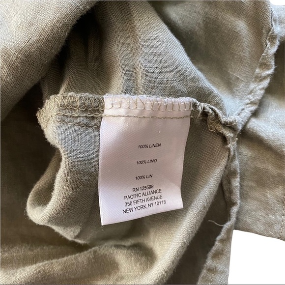 Ellen Tracy Green 100% Linen Soft Gold 1/4 Zip Pull 3/4 Sleeve Tunic Blouse Sm - Picture 8 of 8